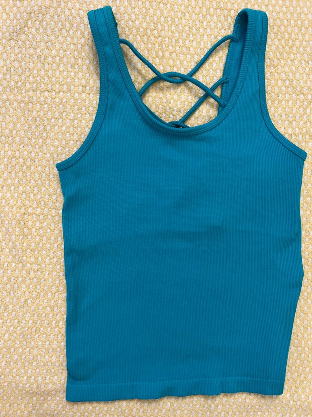 Spiritual Gangster Ocean Blue Ribbed Strappy Back Yoga Tank Top XS/S